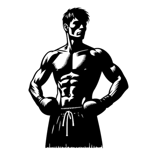 Vektor ein boxerstand mit pose-vektor-silhouette
