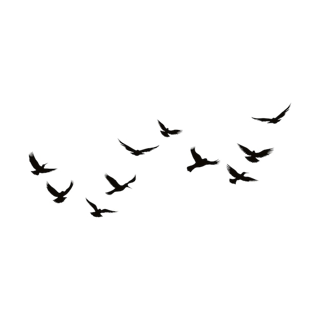 Vektor eine Schar fliegender Silhouettenvögel Vektor-Illustration