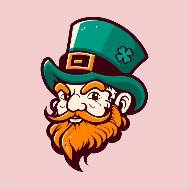 Vektor eines ernsthaften irischen kobolds. tag des logo-maskottchens patrick