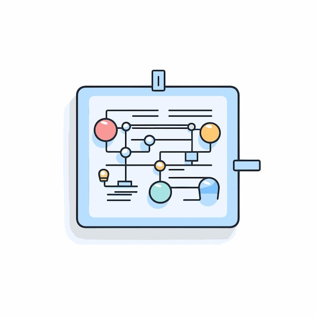 Vektor vektor eines flachen symbolvektors eines whiteboards mit einem diagramm darauf