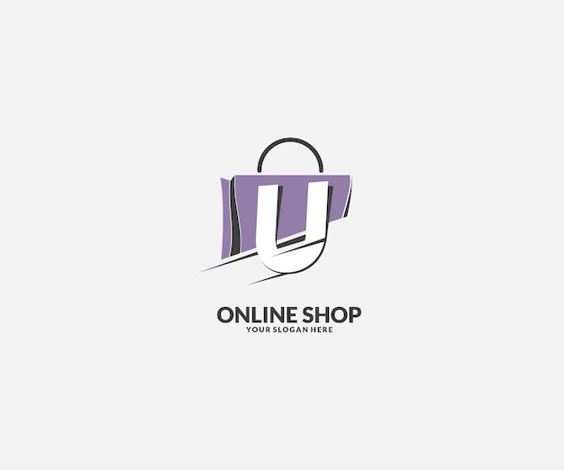 Vektor-einkaufstasche mit buchstabe u fast shopping-symbol creative fast shop shopping-logo-vorlagen