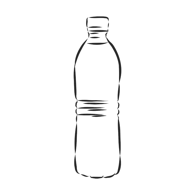 Vektor-einzelne skizze plastikflasche wasser. plastikflasche, behälter, vektorskizzenillustration