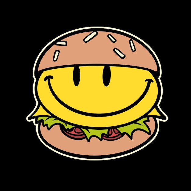 Vektor vektor-emoticon in burger-street-cartoon-illustration