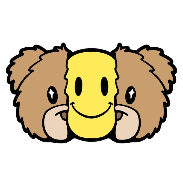 Vektor vektor-emoticon in der teddybär-streetwear-cartoon-illustration