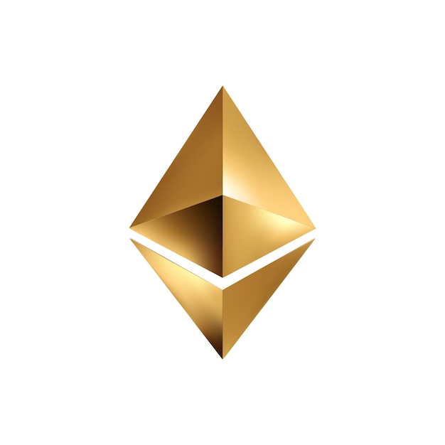 Vektor Ethereum goldenes Zeichen auf weißem Hintergrund