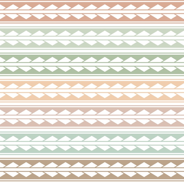Vektor ethnisches boho nahtloses muster im maori-stil geometrische grenze mit dekorativen ethnischen elementen horizontales muster in pastellfarben
