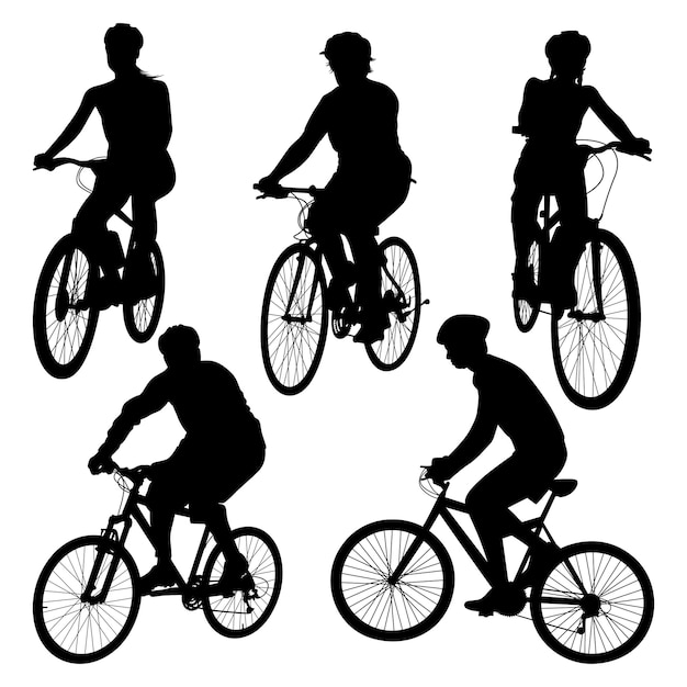 Vektor-fahrradfahrer oder radfahrer silhouetten vektor-illustration