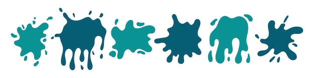 Vektor-farbspritzer-set abstrakte türkisgrüne und blaue flecken bunte cartoon-farbspritzer-sammlung