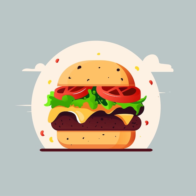 Vektor-fast-food-hamburger flache vektorillustration