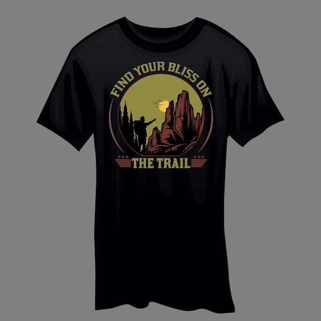 Vektor finde deine glückseligkeit auf dem weg wandern t-shirt-design