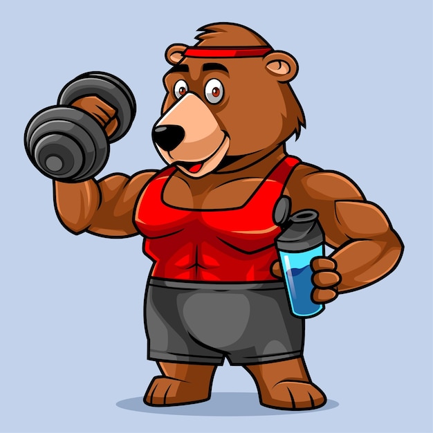 Vektor fitness bär bodybuilder niedlichen cartoon