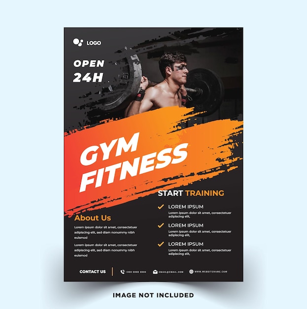 Vektor-fitness-flyer-vorlage mit grunge-formen