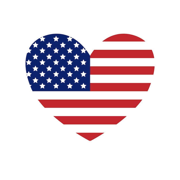 Vektor flach das Herz der amerikanischen Flagge USA