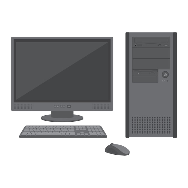 Vektor flache feste farben grau desktop-pc-symbol