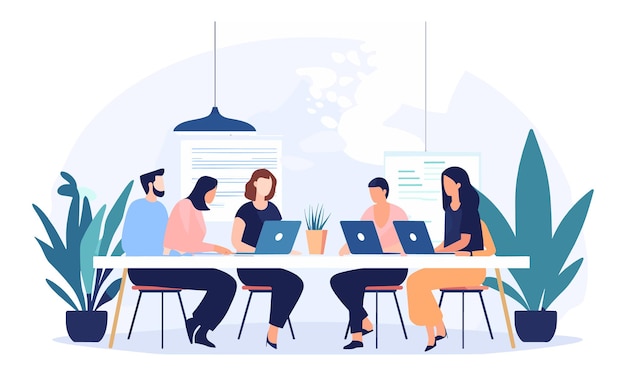 Vektor flache Menschen im Geschäft Teamarbeit Illustration flache Illustration