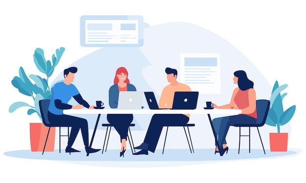 Vektor flache Menschen im Geschäft Teamarbeit Illustration flache Illustration