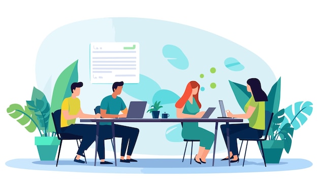 Vektor flache Menschen im Geschäft Teamarbeit Illustration flache Illustration