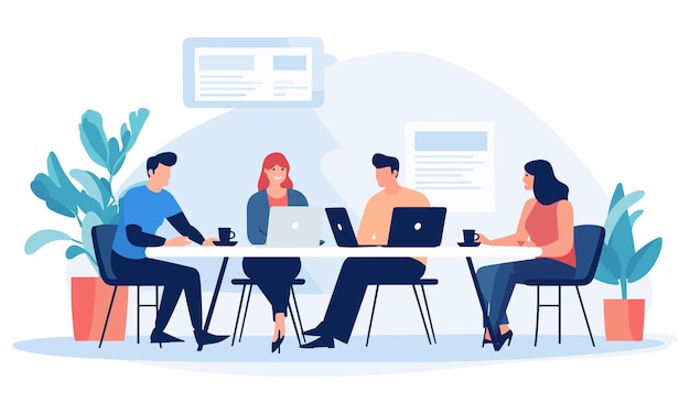 Vektor flache Menschen im Geschäft Teamarbeit Illustration flache Illustration