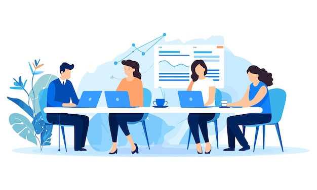 Vektor flache Menschen im Geschäft Teamarbeit Illustration flache Illustration