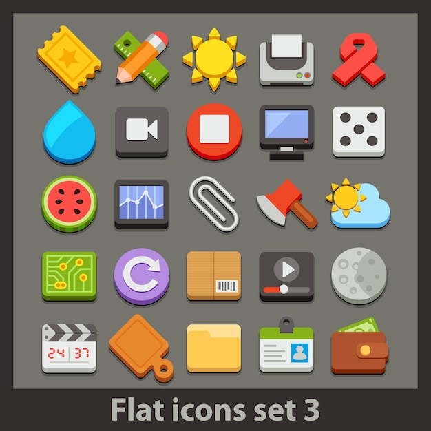 Vektor flache multimedia-icon-set 3