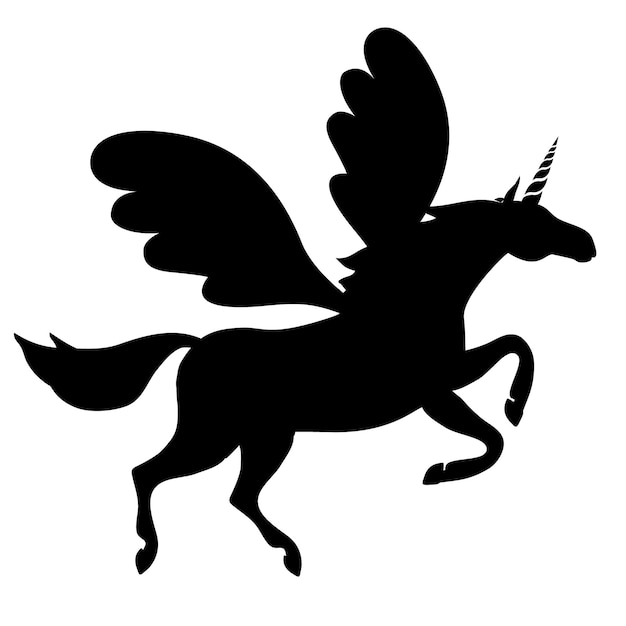 Vektor vektor flache pegasus-einhorn-silhouette