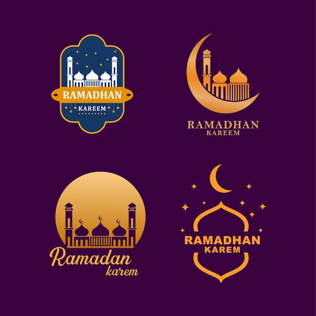 Vektor-flache ramadan-abzeichen-logo-sammlung