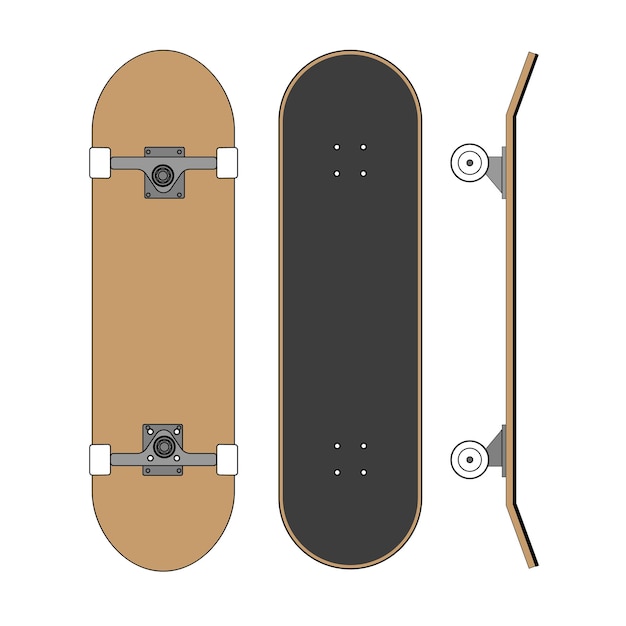 Vektor-flaches skateboard-set