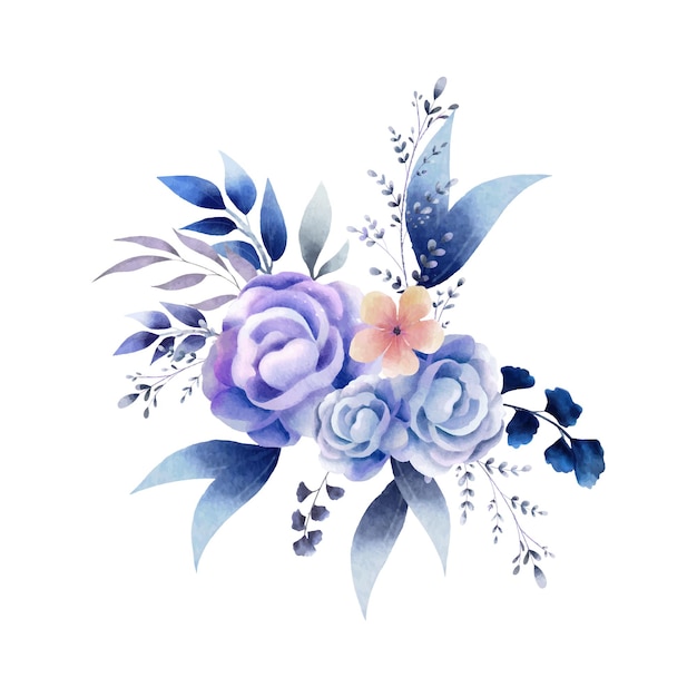 Vektor floral mit Blättern und Blumen Aquarell-Design