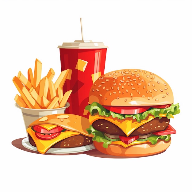 Vektor-Food-Burger-Restaurant-Menü-Illustration schnelle Pizza-Mahlzeit Hamburger-Design-Cartoon