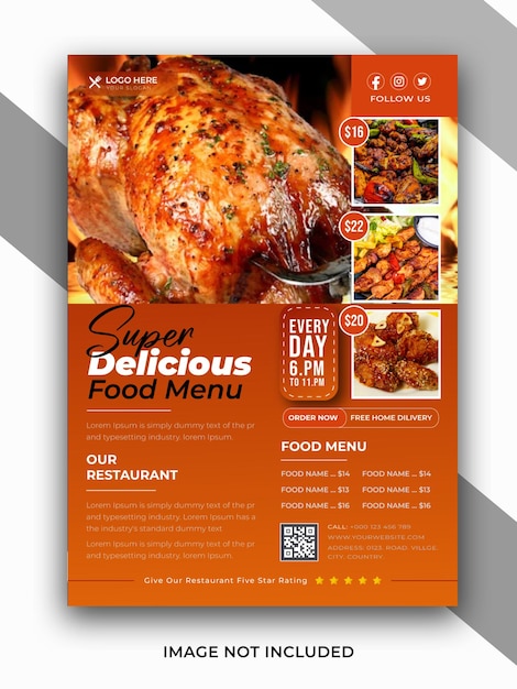 Vektor-Food-Flyer-Vorlage und Menü-Design für Restaurants
