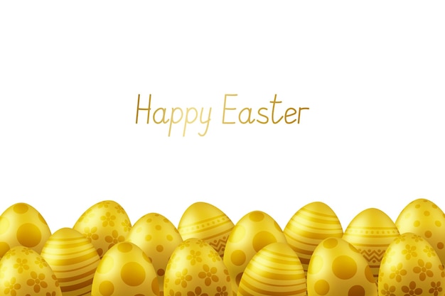 Vektor Frohe Ostern Grußkarte mit Eiern Text Frohe Ostern Selbstgemachte Schriftart Goldene Ostereier