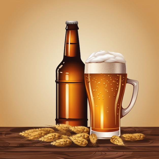 Vektor-Getränk, Alkohol, Bar, Bier, Lagerbier, Illustration, Glas, Kneipe, Getränkebecher, Brauerei-Flasche