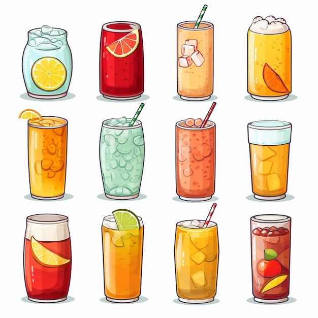 Vektor-getränk, getränk, limonade, illustration, frisch, isoliert, kalt, design-ikone, flasche, saft, gla