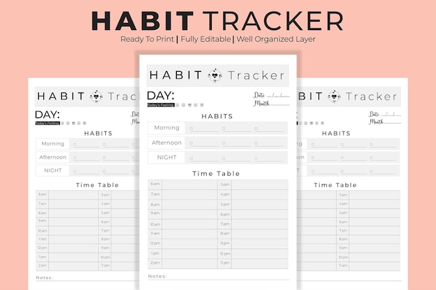 Vektor-gewohnheits-tracker täglich stündlich kdp-interieur