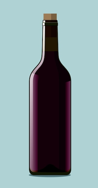Vektor gezeichneter Wein. Isoliert auf blauem Hintergrund.