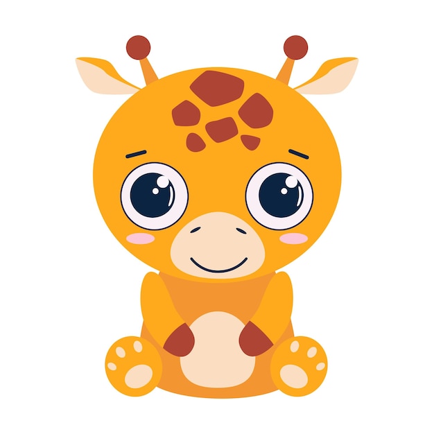 Vektor-giraffen-cartoon-stil dschungel-zoo-tier
