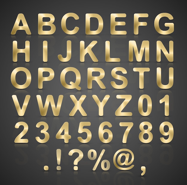 Vektor gold alphabet set.