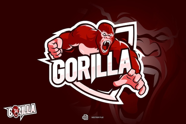 Vektor vektor-gorilla-maskottchen-logo-spiel zur illustration von sport- und esportteams