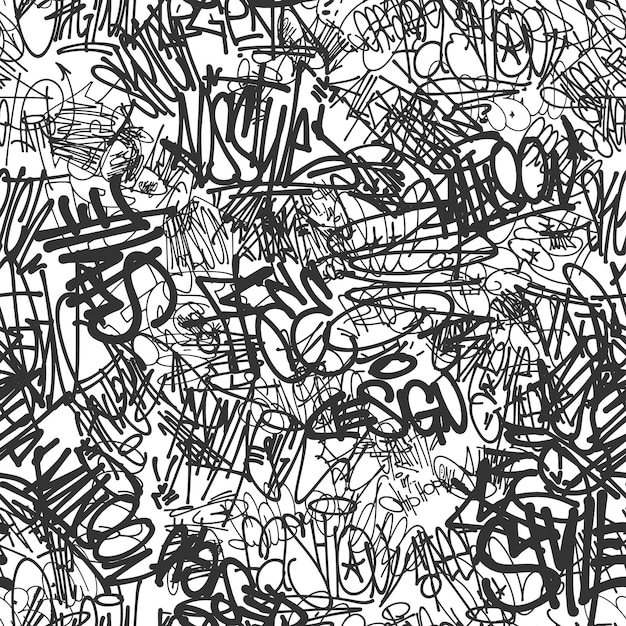 Vektor-Graffiti-Tags nahtloses Muster, Printdesign.