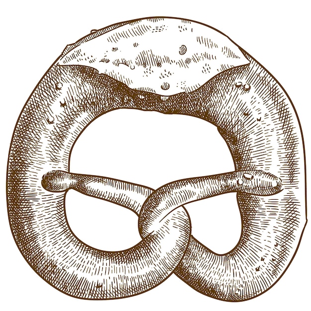 Vektor-gravur-zeichnung-illustration von leckerem brezelbrot oder brezel isoliert auf weißem hintergrund