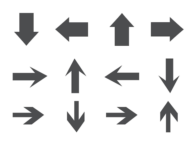 Vektor große schwarze Pfeile flaches Icon-Set moderne abstrakte einfache Cursor Zeiger und Richtungstaste