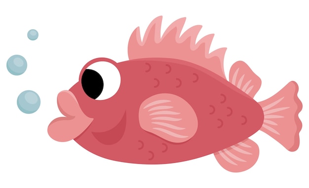 Vektor Grouper oder Perch-Symbol Unter dem Meer Illustration mit niedlich lustigem Seebass Ozean Tier Clipart Cartoon unter Wasser oder Marine Clip Art für Kinder isoliert auf weißen Redfish BildxA