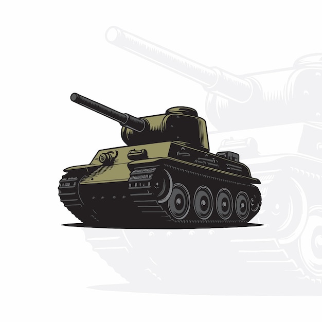 Vektor grünes Tankfahrzeug auf weißem Hintergrund