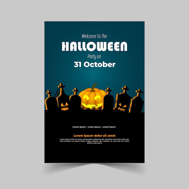 Vektor vektor-halloween-party-einladung mit horror house trick or treat flyer oder banner-vorlage