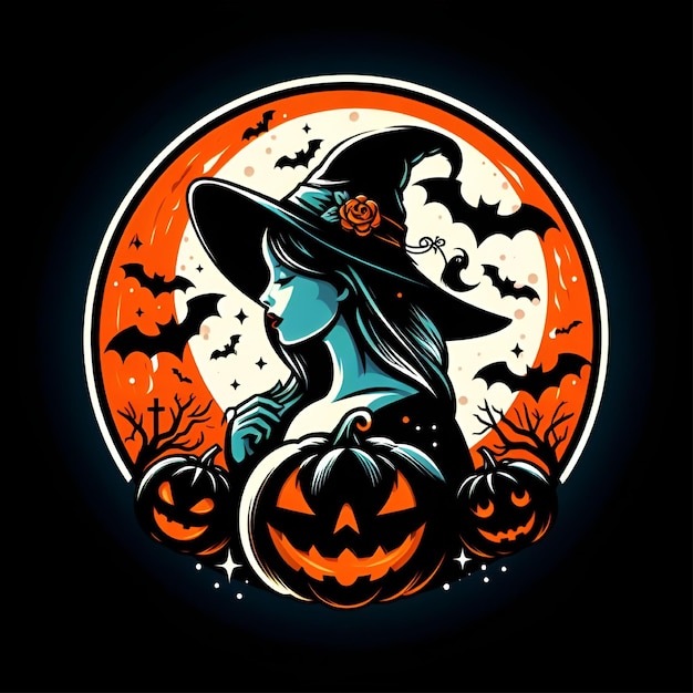 Vektor halloween zeichentrickfilm weibliches logo