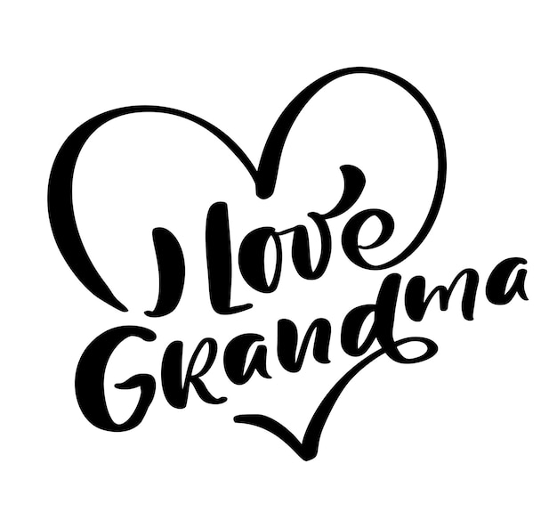 Vektor handgeschriebener Schriftzug Herz Kalligrafie Familientext Ich liebe Oma auf weißem Hintergrund