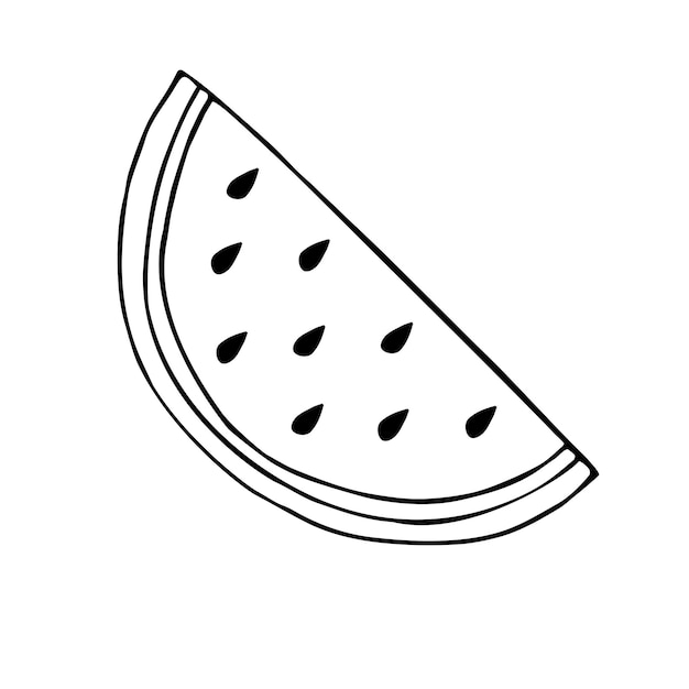 Vektor handgezeichnete doodle-skizze wassermelonenscheibe