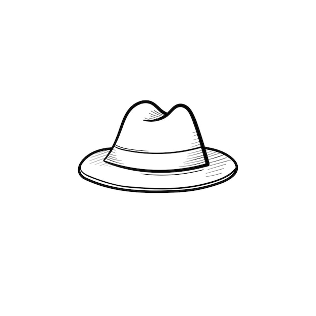 Vektor handgezeichnete fedora-hut-umriss-doodle-symbol. trilby-skizzenillustration für print, web, mobile und infografiken isoliert auf weißem hintergrund.