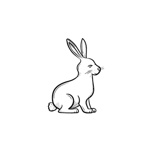 Vektor handgezeichnete kaninchen umriss doodle-symbol. kaninchen-skizzenillustration für print, web, mobile und infografiken isoliert auf weißem hintergrund.