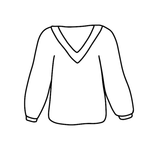 Vektor handgezeichnete niedliche pullover doodle symbol skizze umriss illustration isoliert auf weiß